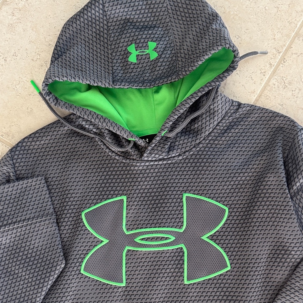 Under Armour Charcoal Hoodie with Neon Green Logo